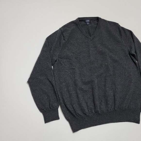 J.Crew Pullover Sweater - Vneck - Wool - Gray - Me - Picture 2 of 9